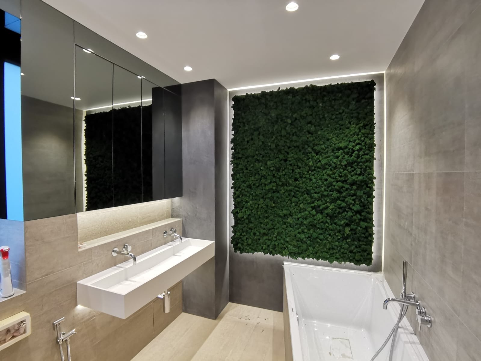 Żywy mech na ścianie. Zapach lasu podczas kąpieli :)