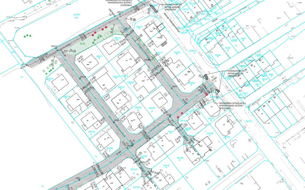 Projekt budowlany dróg w Poznaniu.