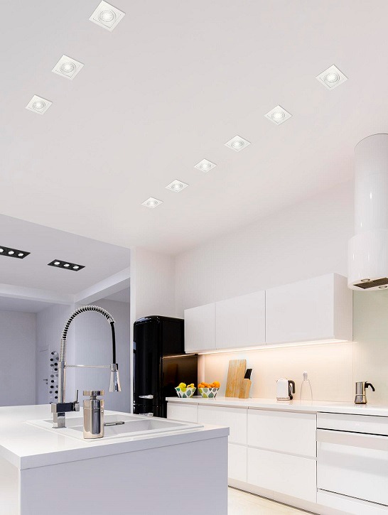 Oświetlenie kuchni - oczka do wbudowania w kartongips