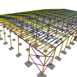 Projekt hali o konstrukcji stalowej w miejscowości Borzęcin. 
Hala o wymiarach 64 x 95m i wysokości w stanie wykończonym 12m