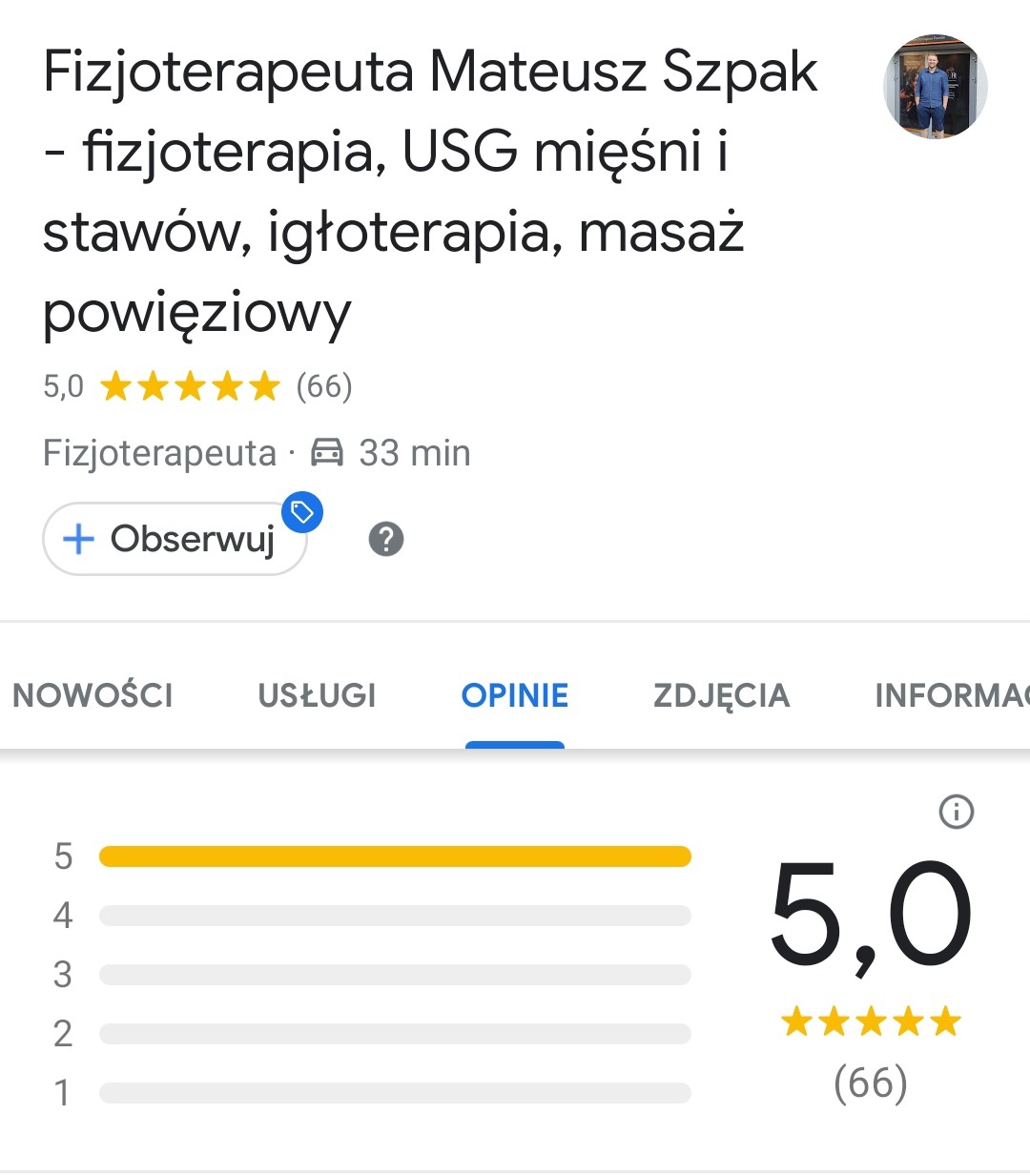 Opinie w google