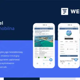 Aplikacja mobilna biura podróży Novotravel prezentująca interfejs użytkownika z ofertami wakacyjnymi, widoki plaży Granada Luxury Beach w Alanyi, wyszukiwarkę lotów i blog podróżniczy.