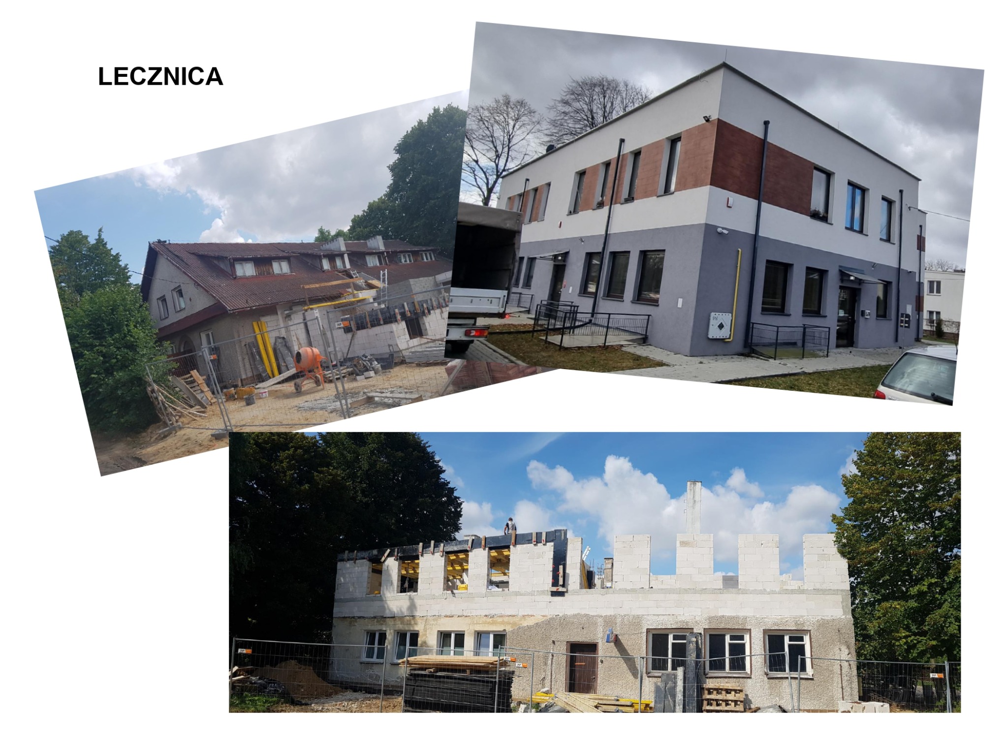 Dawny budynek lecznicy weterynaryjnej przebudowany na lokale usługowe i mieszkania socjalne.