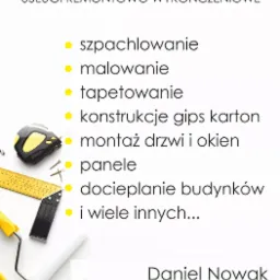 Ulotka reklamowa firmy remontowo-wykończeniowej Blad Fach z listą usług: szpachlowanie, malowanie, tapetowanie, konstrukcje gips karton, montaż drzwi i okien, panele, docieplanie budynków,...