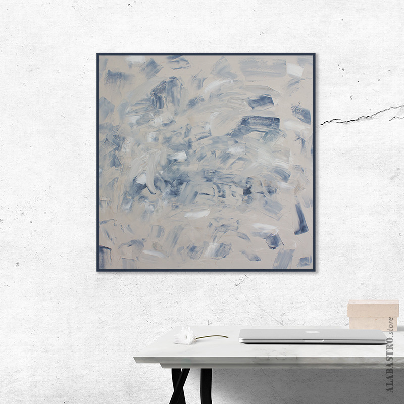 Nowoczesny obraz abstrakcyjny w stonowanej kolorystyce.