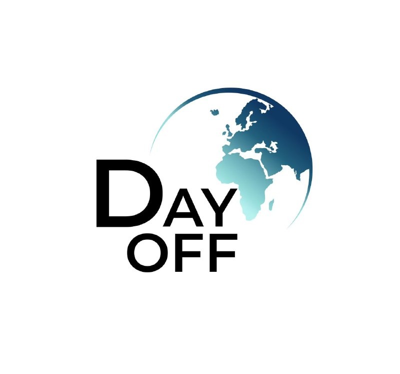 Logo firmy transportowej 'Day Off' z grafiką globu w odcieniach niebieskiego.