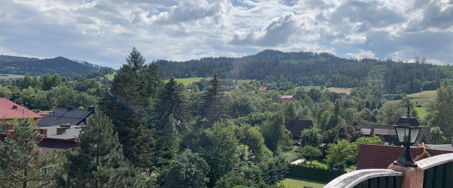 Widok z balkonu w Ośrodku Arka w Wiśle
