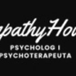 Logo firmy 'Empathy House' oferującej usługi z zakresu wsparcia psychologicznego i psychoterapeutycznego, napisane białą czcionką na czarnym tle.