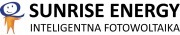 Logo firmy Sunrise Energy z napisem 'Inteligentna Fotowoltaika' i graficznym symbolem słońca z uśmiechniętą twarzą.