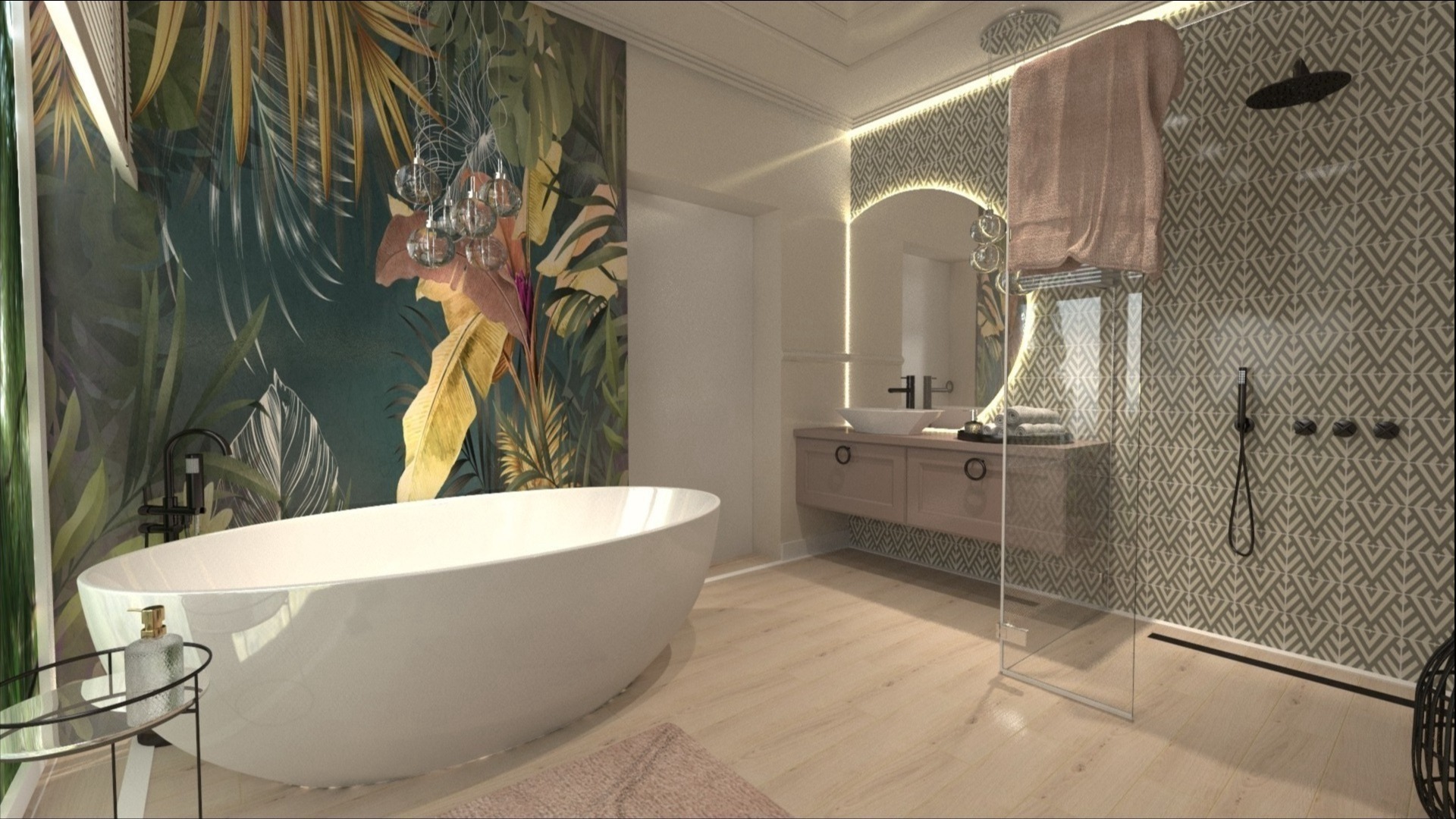 projekt wnętrza sypialni z łazienką w Pile