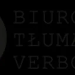 Logo biura tłumaczeń VERBO, przedstawiające stylizowaną, czarno-złotą pióro w okręgu.