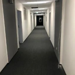 korytarz wykończenie ścian, położenie wykładziny, podwieszany sufit