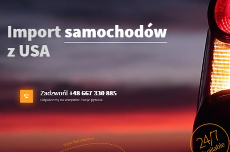 Strona WWW dla Importu Aut