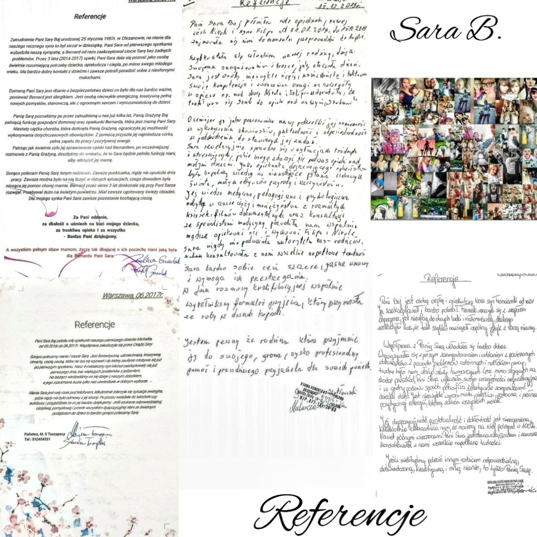 Referencje rodzin u których pracowałam