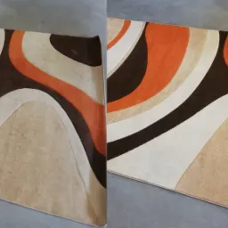 Po lewej stronie widać w jakim stanie był dywan gdy trafił w moje ręce, natomiast z prawej gdy został już wyprany.