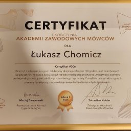 Certyfikat zawodowego mówcy