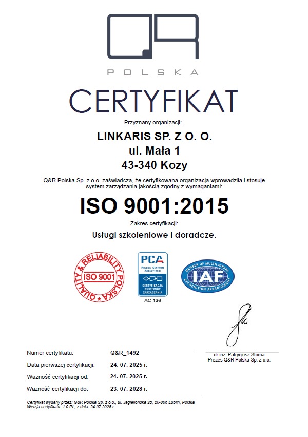 Certyfikat ISO 9001:2015