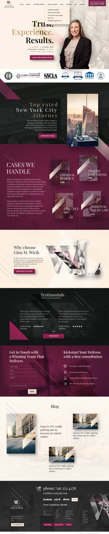 Projekt UX/UI strony internetowej dla kancelarii prawnej. Wdrożenie indywidualne w systemie CMS Wordpress.