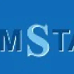 Logo firmy budowlanej DOMSTALI na niebieskim tle, z wyraźnym efektem cienia i delikatnym gradientem na literze 'S'.