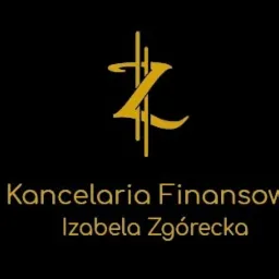 Złote logo Kancelarii Finansowej Izabela Zgórecka na czarnym tle.