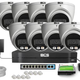 Zestaw monitoringu wizyjnego 8 kamer IP z dyskiem. Pełen komplet.