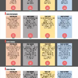 Porównanie cenników usług fotograficznych, wideofilmowania, fotobudki i fotolustra, prezentujące pakiety brązowy, srebrny, złoty i platynowy z różnymi zakresami usług i cenami.