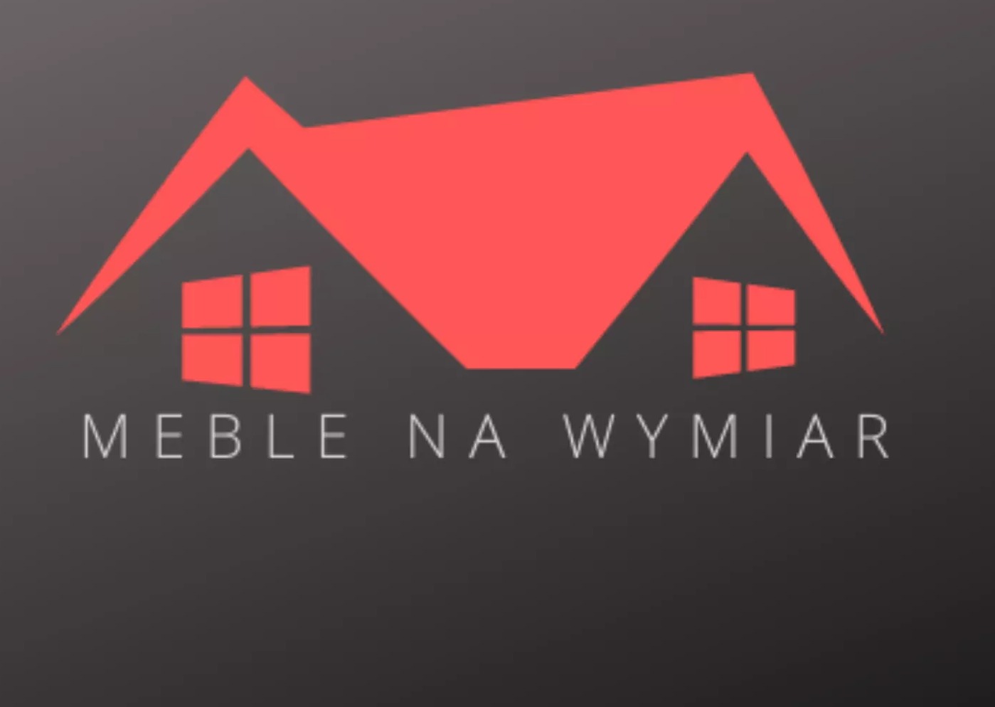 Logo firmy 'Meble na wymiar' przedstawiające czerwony zarys domu z oknami na szarym tle.