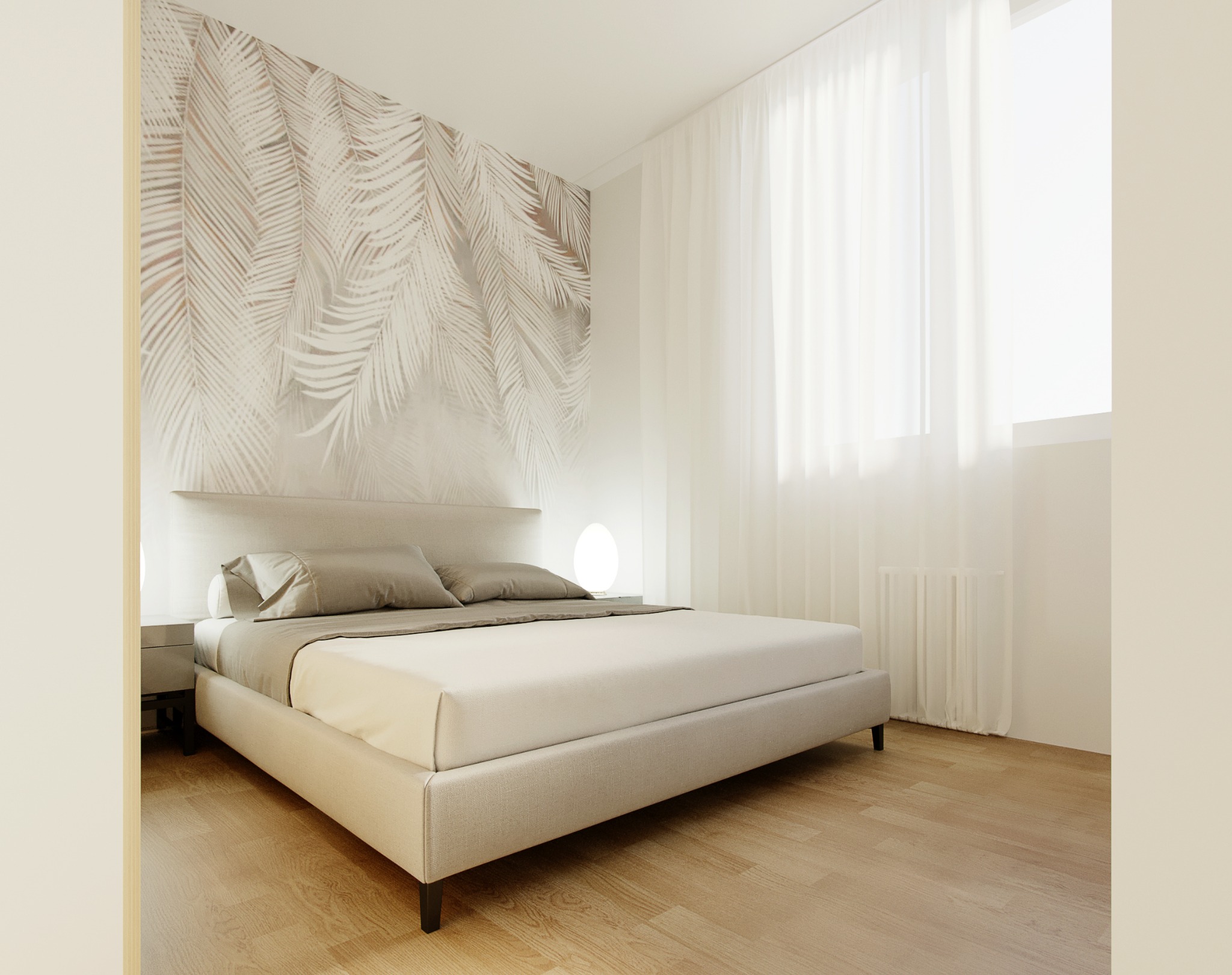 Projekt wnętrz mieszkania na Targówku w Warszawie, sypialnia