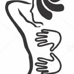 Czarno-biała grafika wektorowa przedstawiająca sylwetkę osoby otrzymującej dotyk dłoni, symbolizująca usługi zdrowotne w Radomsku.