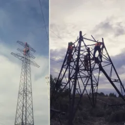 Rozbiórka słupa energetycznego.