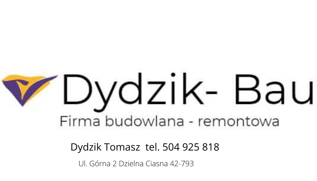 Logo firmy budowlano-remontowej Dydzik-Bau z adresem Ul. Górna 2 i numerem telefonu 504 925 818.