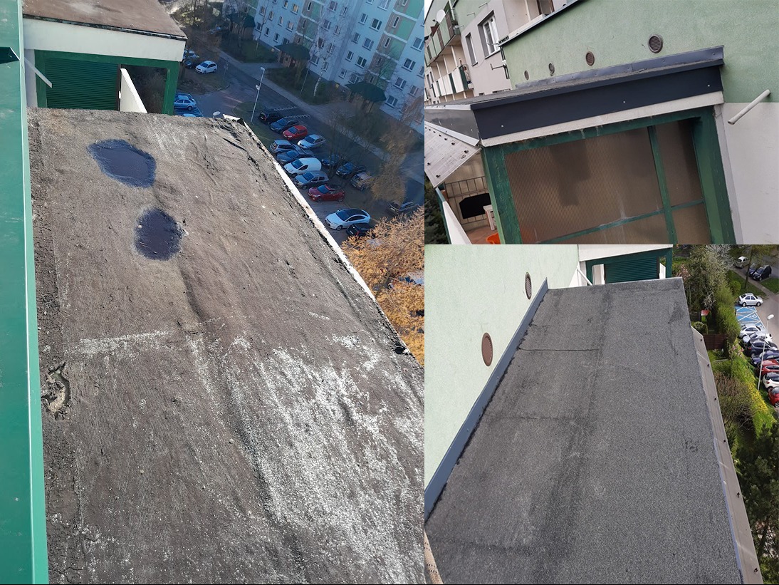 Naprawa daszku nad balkonem na 11 piętrze