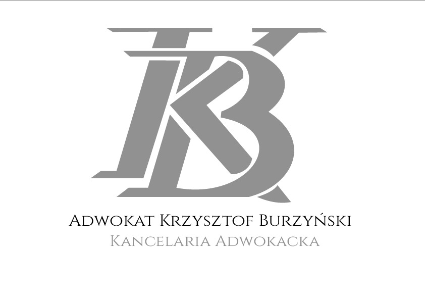 Szare logo kancelarii adwokackiej Adwokat Krzysztof Burzyński z Sosnowca, przedstawiające stylizowany monogram 'KB'.