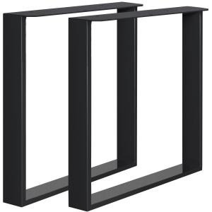 Dwie czarne, metalowe podstawy stołu w kształcie prostokątów, wykonane z profili zamkniętych, ustawione równolegle na białym tle.