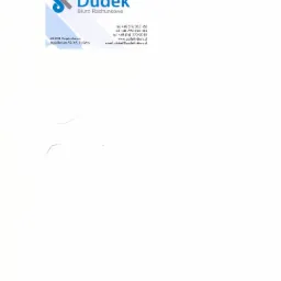 Wizytówka biura rachunkowego Dudek z Częstochowy, z logo, adresem, numerami telefonów i adresem e-mail na białym tle.