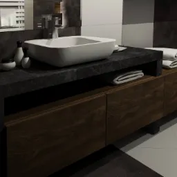 Łazienka, okolice Sanoka 9m2 Meble łazienkowe projektowane na wymiar