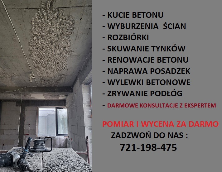Skuwanie posadzek Skuwanie płytek Renowacja betonu Wyburzenia ścian