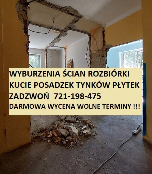 Rozbiórki wyburzenia ścian Remont mieszkania Skuwanie ścian sugitów Kucie tynku