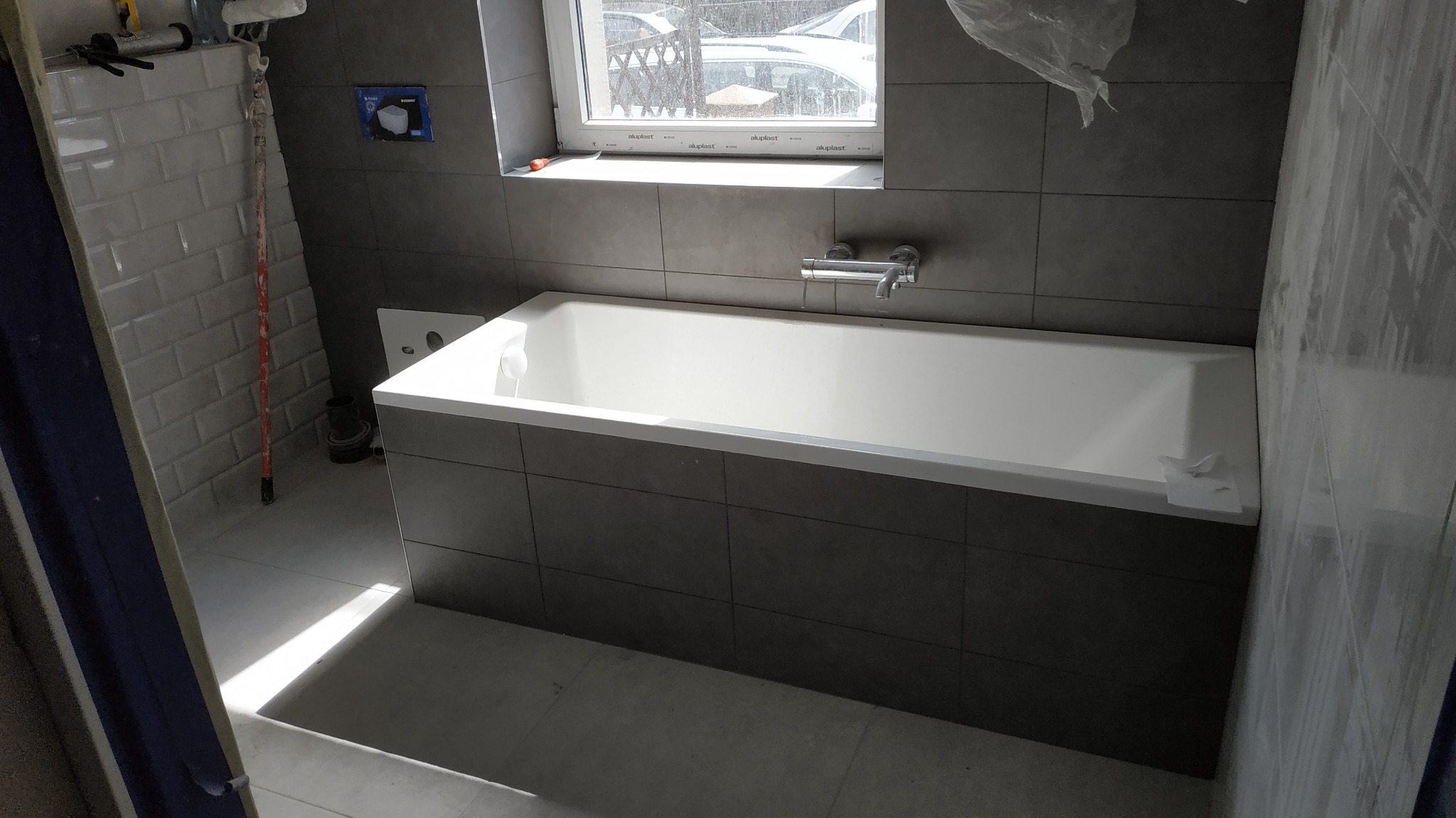 Łazienka w trakcie remontu.