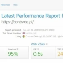 Zmierzyłem wydajność serwisu narzędziem GTmetrix i jest dobrze. Ocena A - najwyższa! Też tak możesz mieć.