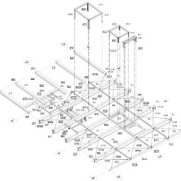 CONSTATICA Pracownia Projektowa - Schemat konstrukcji stalowej w widoku izometrycznym, z wymiarami i oznaczeniami elementów, przedstawiony w formie czarno-białego rysunku technicznnego.