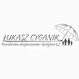 Logo firmy Łukasz Cyganik Pśrednictwo ubezpieczeniowe i kredytowe, pod parasolem rodzina.