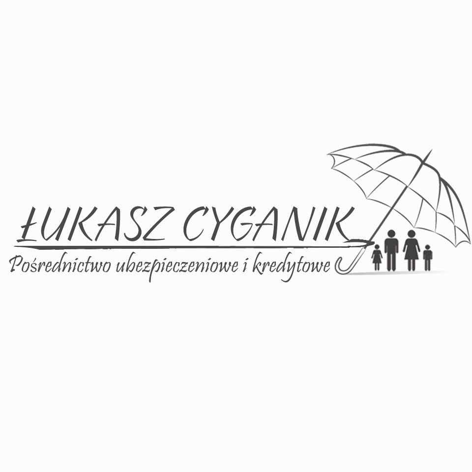 Logo firmy Łukasz Cyganik Pśrednictwo ubezpieczeniowe i kredytowe, pod parasolem rodzina.