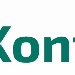 Logo firmy księgowej Kontisto z zielonym napisem i geometrycznym symbolem w odcieniach zieleni i szarości.