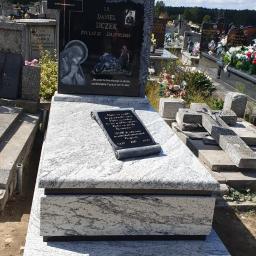Kamieniarstwo Rakpol - Nagrobek granitowy ekskluzywny rzeźba Narol . Granit Belfast black i viscout white