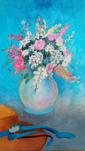 Martwa natura z kwiatami i kapeluszem