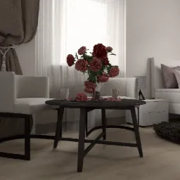 Wizualizacja pokoju gościnnego w ciepłym, hotelowym stylu