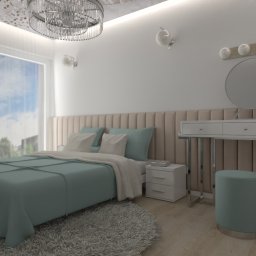 Przytulna sypialnia dla zwolenników pastelowych, delikatnych kolorów