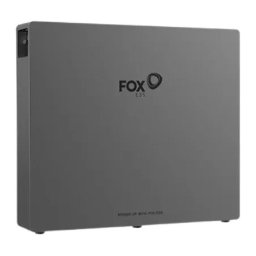 Budexpert Marcin Klimczak - Szary magazyn energii Fox ESS na białym tle, widoczne logo i napis 'Power up with FOX ESS'.