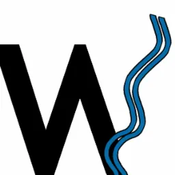 Logo firmy z dużą literą 'W' w kolorze czarnym i stylizowaną, niebieską falą po prawej stronie.